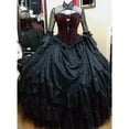 thumbnail image 2 of Victorian Gothic Steampunk Wedding Dress Lace Bridal Ball Gowns Flare Long Sleeve Floor Length Gothic ball gown, 2 of 4