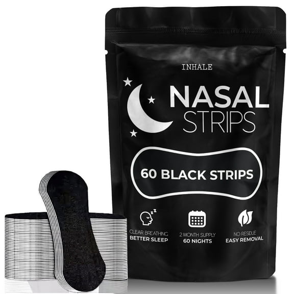 Inhale Premium Nasal Strips - Unisex Strips for Sensitive Skin – Enhanced Breathing, Snoring Reduction, Congestion Relief & Improved Athletic Performance – Easy to Apply & Travel-Friendly - 60 Count