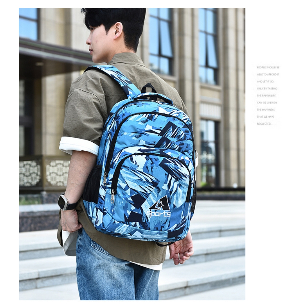Mochilas escolares para niños, con múltiples bolsillos, estampadas, para niñas, útiles escolares, azul 4