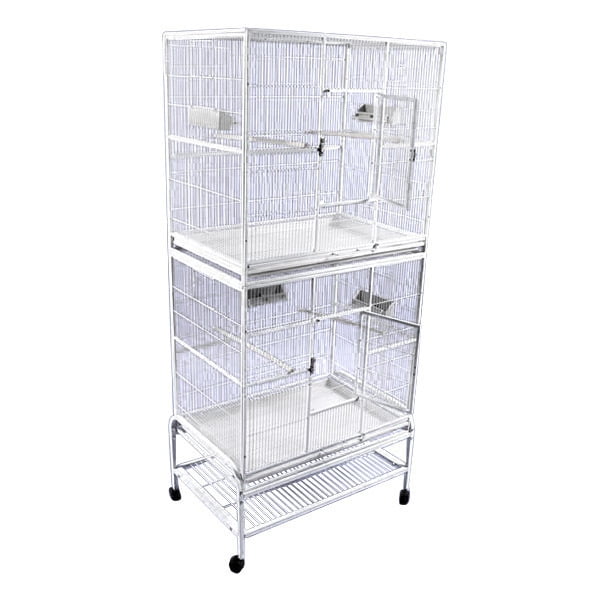 A and E Cage Co. 32"x21" Double Stack Flight Cage Platinum Walmart