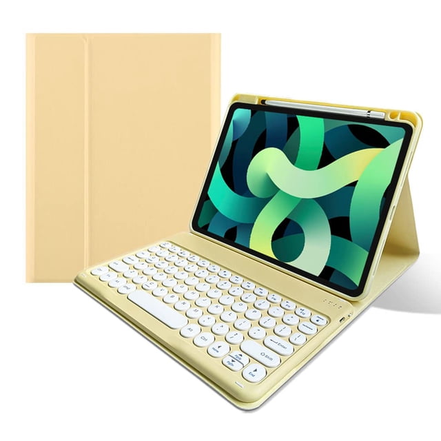 Funda con Teclado Bluetooth Kaitesi para iPad 11" 10.9" Amarilla
