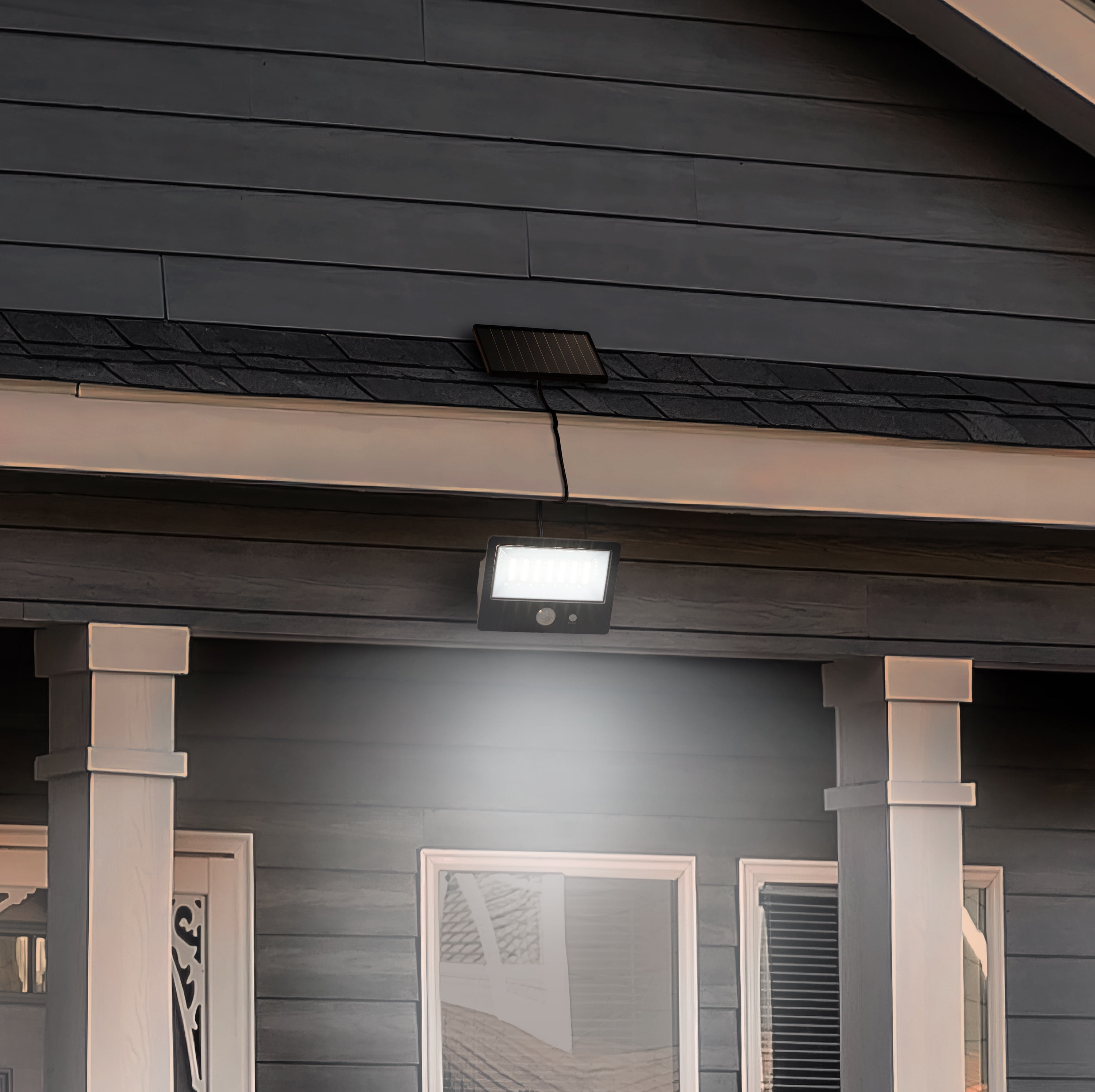 (2 pack) Hyper Tough Motion Sensing Outdoor Security Flood Light, Dusk to Dawn, Black, 120 ° Beam Angle, 800 Lumens, Solar Power