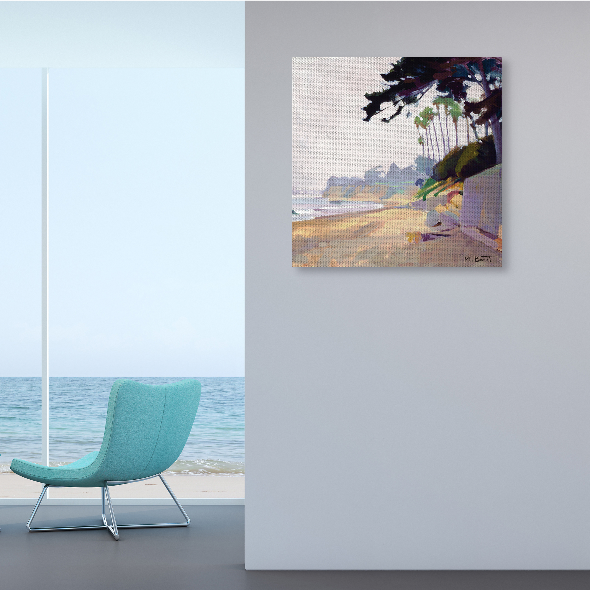 Stupell Industries Summer Haze Beach Landscape Nautical Coastline,36 x 36,Designed by Marcia Burtt