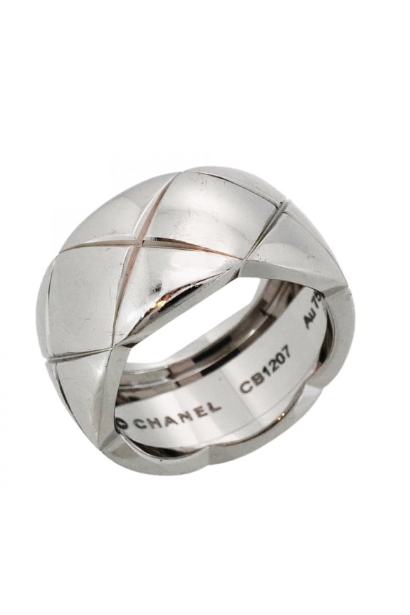 Pre-Owned Chanel Coco Crush Large Ring, 18K White Gold, Size #53, Women's