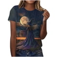 thumbnail image 2 of ersvoioy Halloween Shirt Women Funny Print Shirts Fashion Crewneck Halloween Short Sleeve Graphic Tees Fall Holiday Party Family T-Shirts Tops Multicolor XXXXXL, 2 of 6
