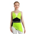 thumbnail image 1 of CHICTRY Robe de Patinage Artistique pour Filles, Bretelles Spaghetti, Jupe de Ballet, Jaune Fluorescent 16, 1 of 6