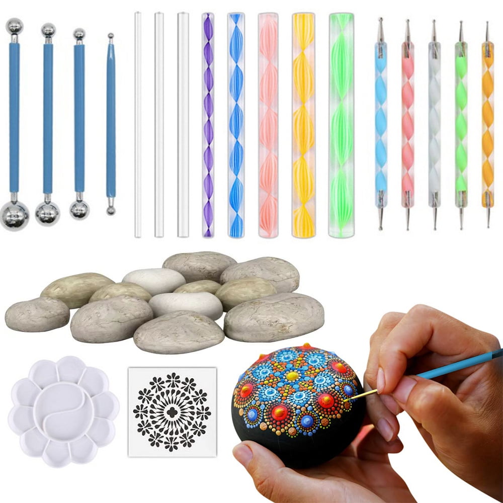 19pcs Mandala Dotting Tools Set Pen Dotting Tools Mandala Stencil Ball Stylus Paint Tray For Painting Rocks Coloring Drawing And Drafting Walmart Canada