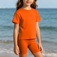 thumbnail image 5 of Mifsaly Girls 2 Piece Summer Outfit Sets Crew Neck Short Sleeve T-Shirts and Stretch Biker Shorts Kids Casual Sport Home Playwear Basic Matching Clothes, 5 of 9