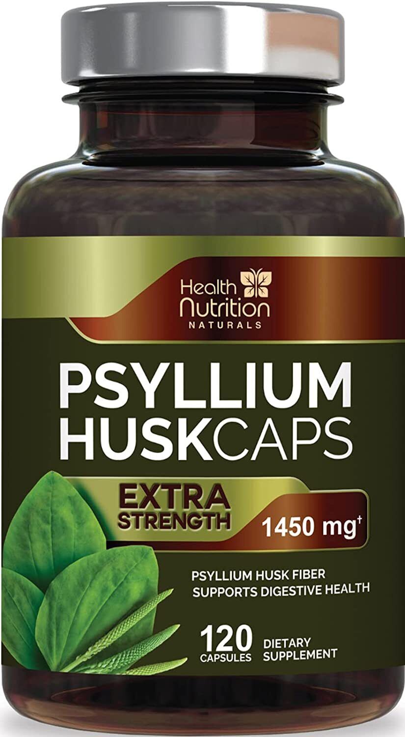 Psyllium Husk Capsules 1450mg Extra Strength Soluble Dietary Fiber