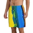 thumbnail image 2 of Wukai Rainbow Colored Print Beach Trunks with Compression Liner Swimsuit Quick Dry Beach Sports Shorts with Pocket-Small, 2 of 8