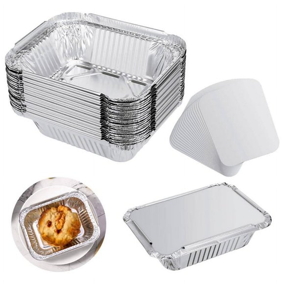 25 Packs Small Disposable Aluminum Container Pans Foil Trays With Lids For Baking Cooking Storing And Freezing