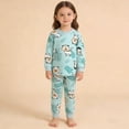 thumbnail image 2 of CAIVO Child Girls Long Sleeve Cute Cartoon Bunny Cat Print Sleep O-Neck Tops With Pants For Kids Home Outfit Sets Relaxed Fit Clothing Sets, 2 of 5