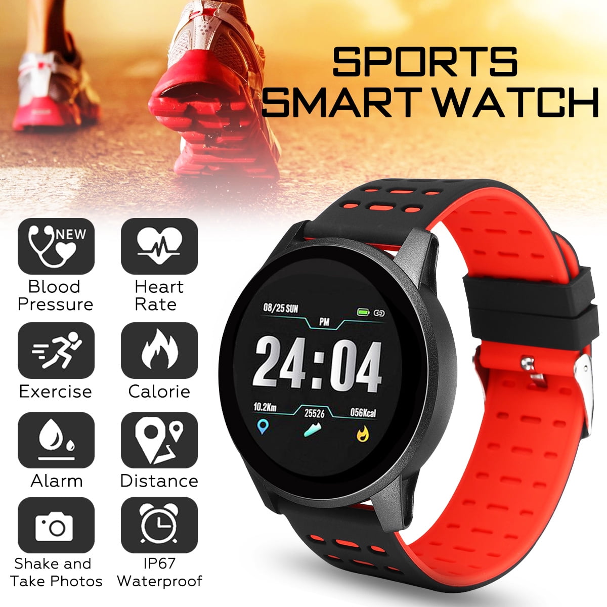 smart watch blood pressure heart rate monitor bracelet wristband for ios android