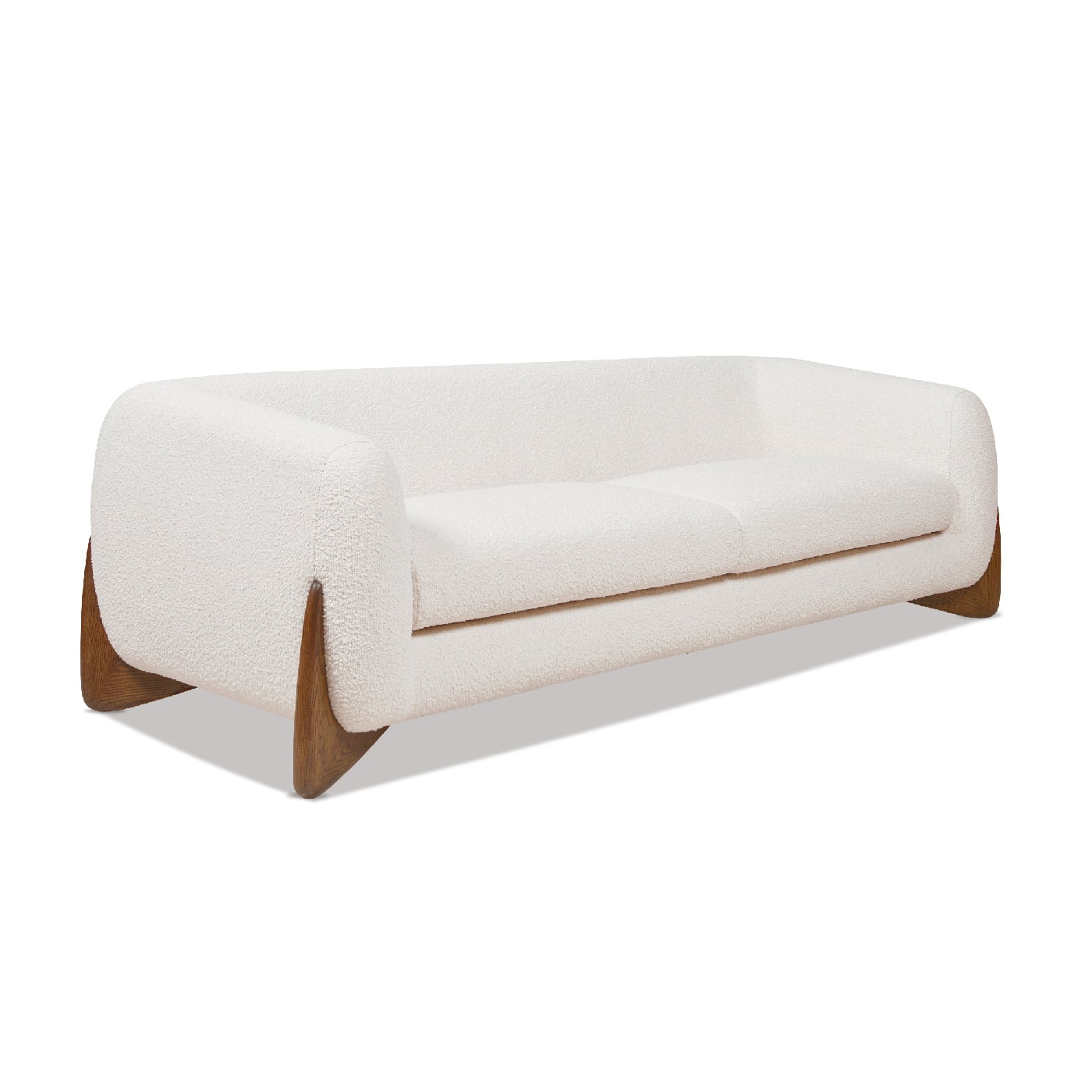 Jennifer Taylor Home Alpine 90.5" Modern Scandinavian Boucle Minimalist Round Arm Sherpa Sofa, Ivory White