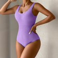 thumbnail image 5 of MLQIDK Women One Piece Swimsuit Candy Color Tummy Control Push Up Full Coverage Ruched Modest Swimwear Square Neck Bathing Suit 2026 Purple Pink L, 5 of 5
