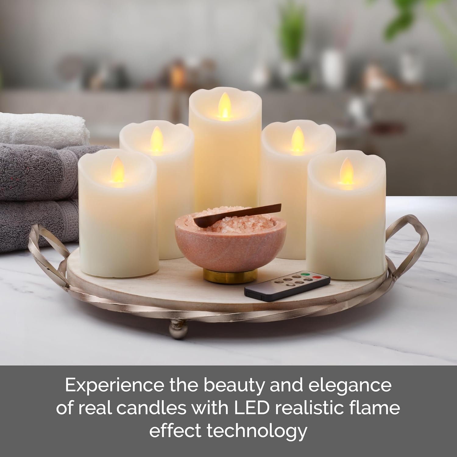 Reflections by Mikasa Realistic Wax Flameless Candles, LED Candles with Remote, Exquisite White Battery Candles for Wedding, Christmas Decorations, and Everyday, Set of 3