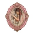 thumbnail image 4 of Marco de fotos vintage ovalado, soporte para tarjetas, soporte para exhibición de escritorio, galería de arte para colgar en la pared o Rosa, 4 of 9
