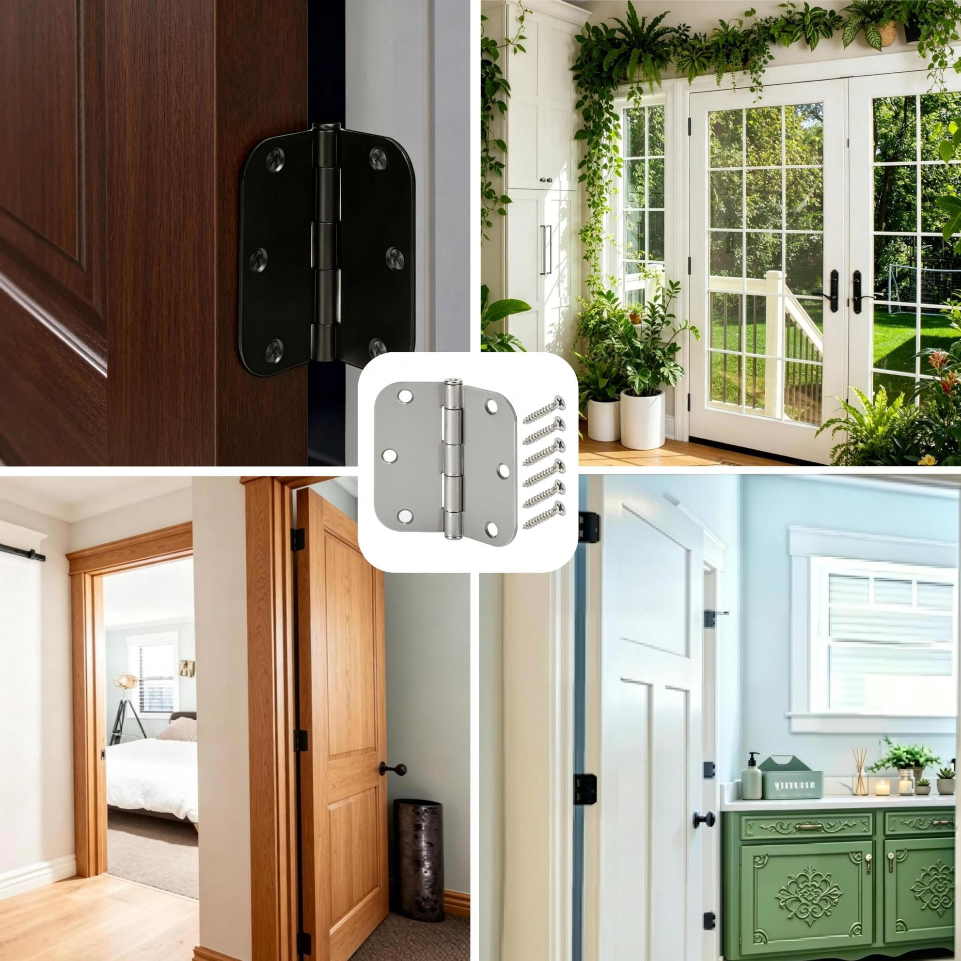 (2 pack) Hyper Tough 3-1/2 in. x 5/8 in. Satin Nickel Squeak-Free Door Hinge, 1 Piece