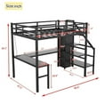 thumbnail image 3 of Bellemave Twin XL Loft Bed with Desk, Heavy Duty Metal Loft Bed with Wardrobe & Storage Stairs, LED Lights, Charaging Station, Sturdy High Loft Bed Frame with Safety Guardrails for Teens, Black, 3 of 8