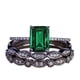 thumbnail image 1 of JeenMata Anillo de Bodas de Tres Esmeraldas Verdes Creadas en Laboratorio de 2,25 Quilates Engastadas en Oro Negro de 18 K sobre Plata, 1 of 6