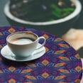 thumbnail image 2 of Ambesonne Mandala Fitted Round Tablecloth, Vibrant Floral Ornate, 40"- 44" Diameter, Orange Pale Blue Purple, 2 of 5