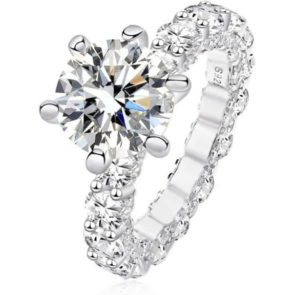 4 Carat Moissanite Rings for Women D-Color Clarity Moissanite Wedding Rings Set for Bridal Simulated Diamond Promise Ring Fiancee Lab Grown Diamond Travel Rings for Lady