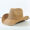 thumbnail image 2 of SRZYMJ Straw Sun Beach Cowboy Hat for Women Short Brim Western Cowgirl Hat, 2 of 4