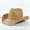 Khaki, variant on Men Wide Brim Western Cowboy Hats Classic Style Straw Western Hat Soft and Breathable Black, One Size