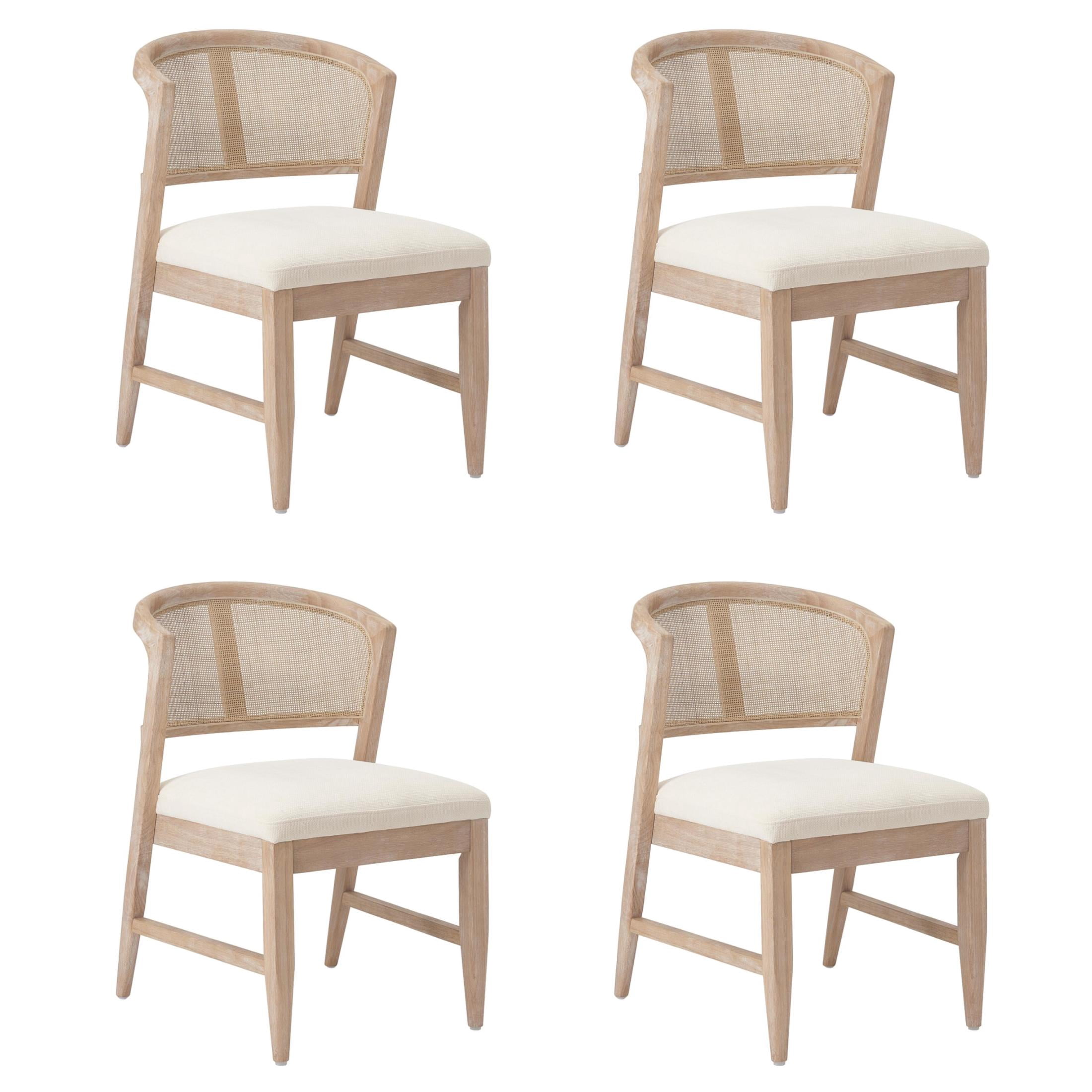 Christopher Knight Home Modern Armless Dining Chairs with Cane Back, Wood Frame, Natural, Set of 4