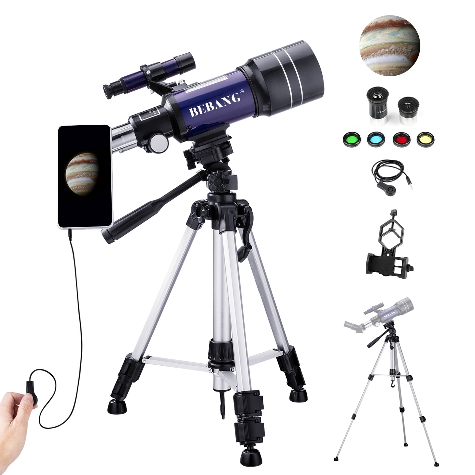 Professional Astronomy Telescope 400MM & 80MM for Kids Adults Beginners with Tripod & Smartphone Adapter 
