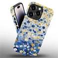 thumbnail image 3 of Punmada Compatible with iPhone 14 Pro Glossy Case For Girl Boy Full Body Protective Hard Shell Esthetics Pattern Yellow Blue Gold flowers Oil Painting, 3 of 7