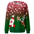 thumbnail image 4 of Santa Claus Elk Print Women Sweatshirts Christmas Long Sleeve Color Block Pullover Shirts Xmas Hoodie Tops, 4 of 4