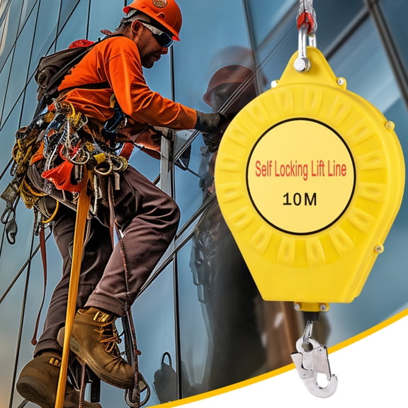 ZIHUI 32 ft Safety Yoyo Fall Protection | Sturdy Fall Arrest Lanyard Roofing Lifeline | Sensitive, Sturdy Safety Harness Lanyard, for Wind Turbines,Capacity 330LBS