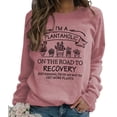 thumbnail image 2 of Sudadera informal para mujer, decoración estampada, manga larga, cuello redondo, Top de poliéster para todas las estaciones, Top dorado rosa, palabras negras XXL, 2 of 5