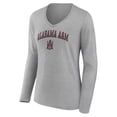 thumbnail image 2 of Women's Gray Alabama A&M Bulldogs Campus Long Sleeve V-Neck T-Shirt, 2 of 3