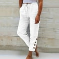 thumbnail image 2 of ABATAB Capris for Women with Pockets Stretch Lightweight Casual Crop Pants Button Hem Drawstring Summer Capri Trousers, 2 of 5