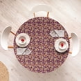thumbnail image 4 of Ambesonne Nature Fitted Round Tablecloth, Autumnal Minimalist Leaf Art, 56"- 60" Diameter, Plum Apricot and Beige, 4 of 5