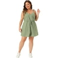 thumbnail image 3 of DARING DIVA Women's Plus Polka Dots Cami Romper Jumpsuit Green 4X, 3 of 6