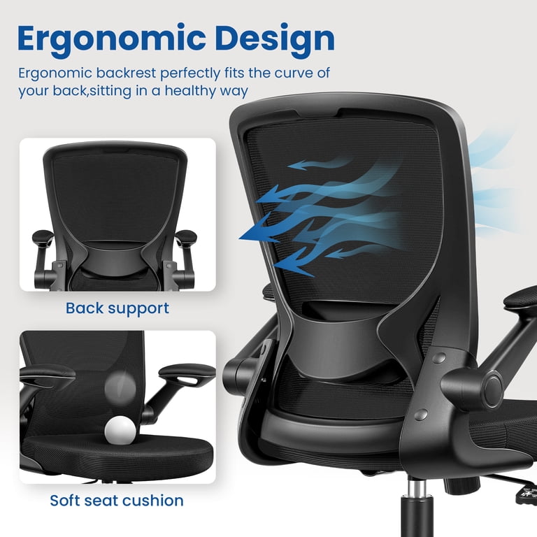 Coolhut Ergonomic Mesh Office Chair with Flip-Up Arms photo 3