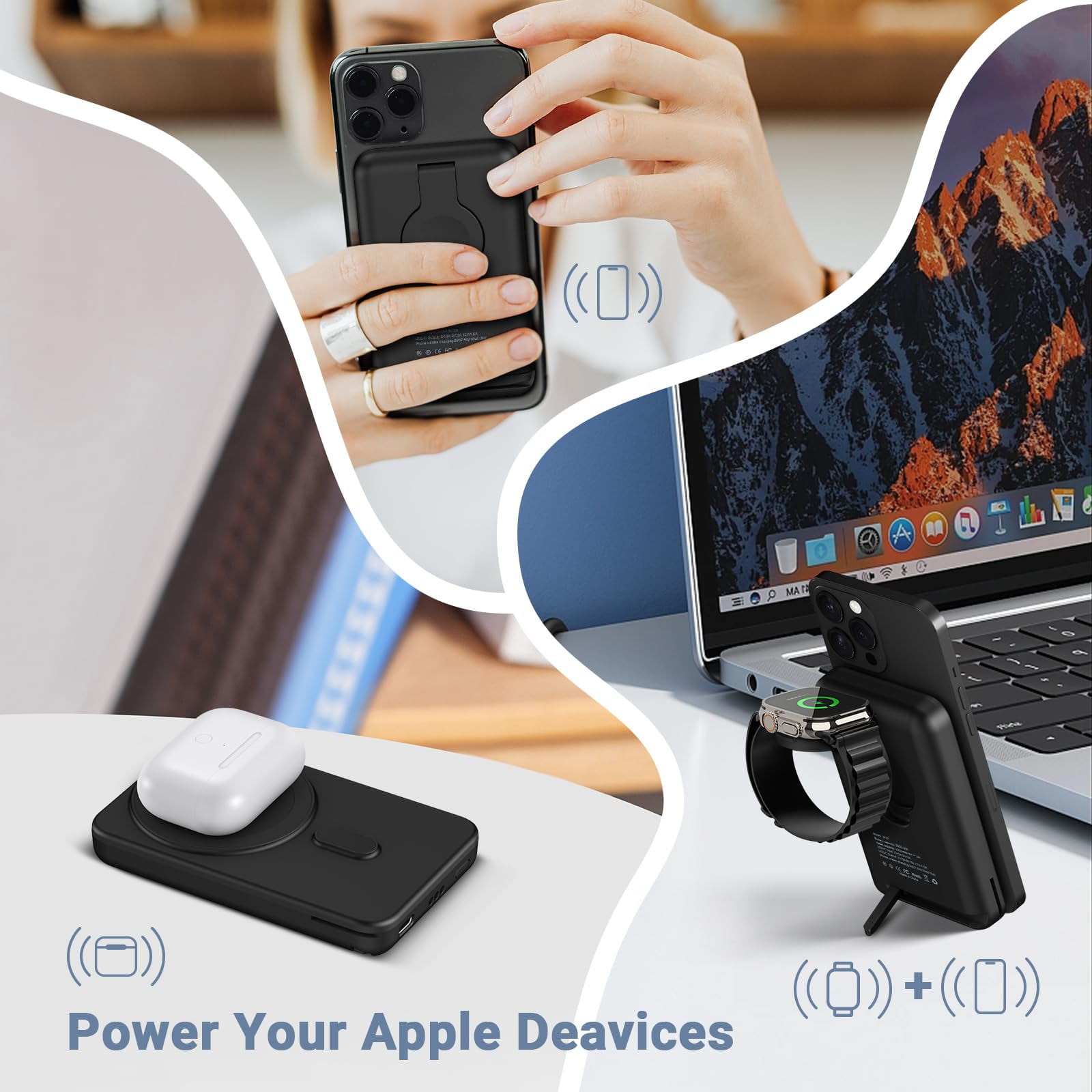 Smtcsl 10000mAh Portable MagSafe Power Bank for iPhone 16/15/14/13/12 & Apple Watch