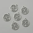 thumbnail image 2 of 100pc Tibetan Style Alloy Charms Hollow Flat Round with Flower Antique Silver 21x18x1.3mm Hole: 1.8mm, 2 of 2