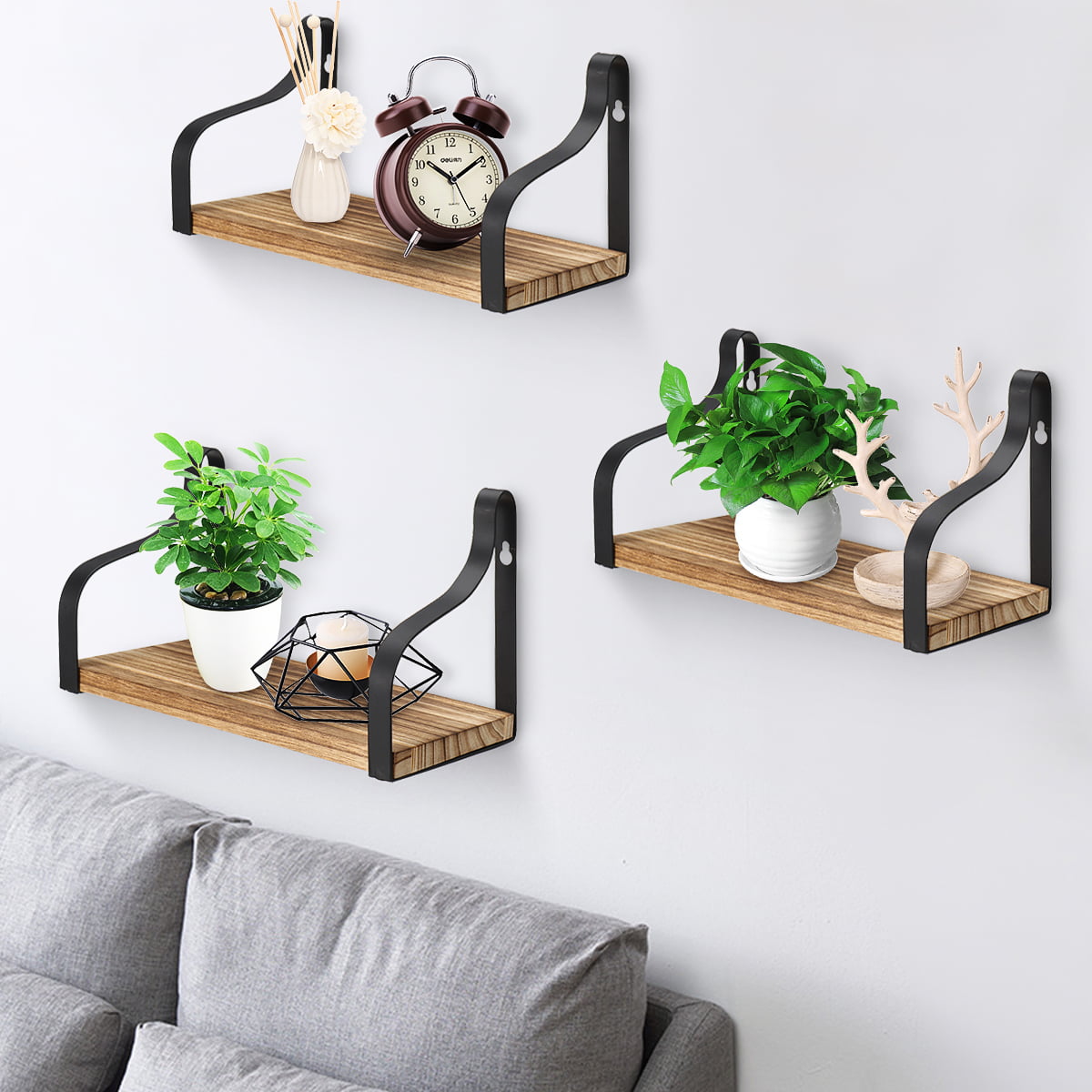 Details about   3 PCS Rustic Wood Wall Storage Shelves for Bedroom Living Room Bathroom Office