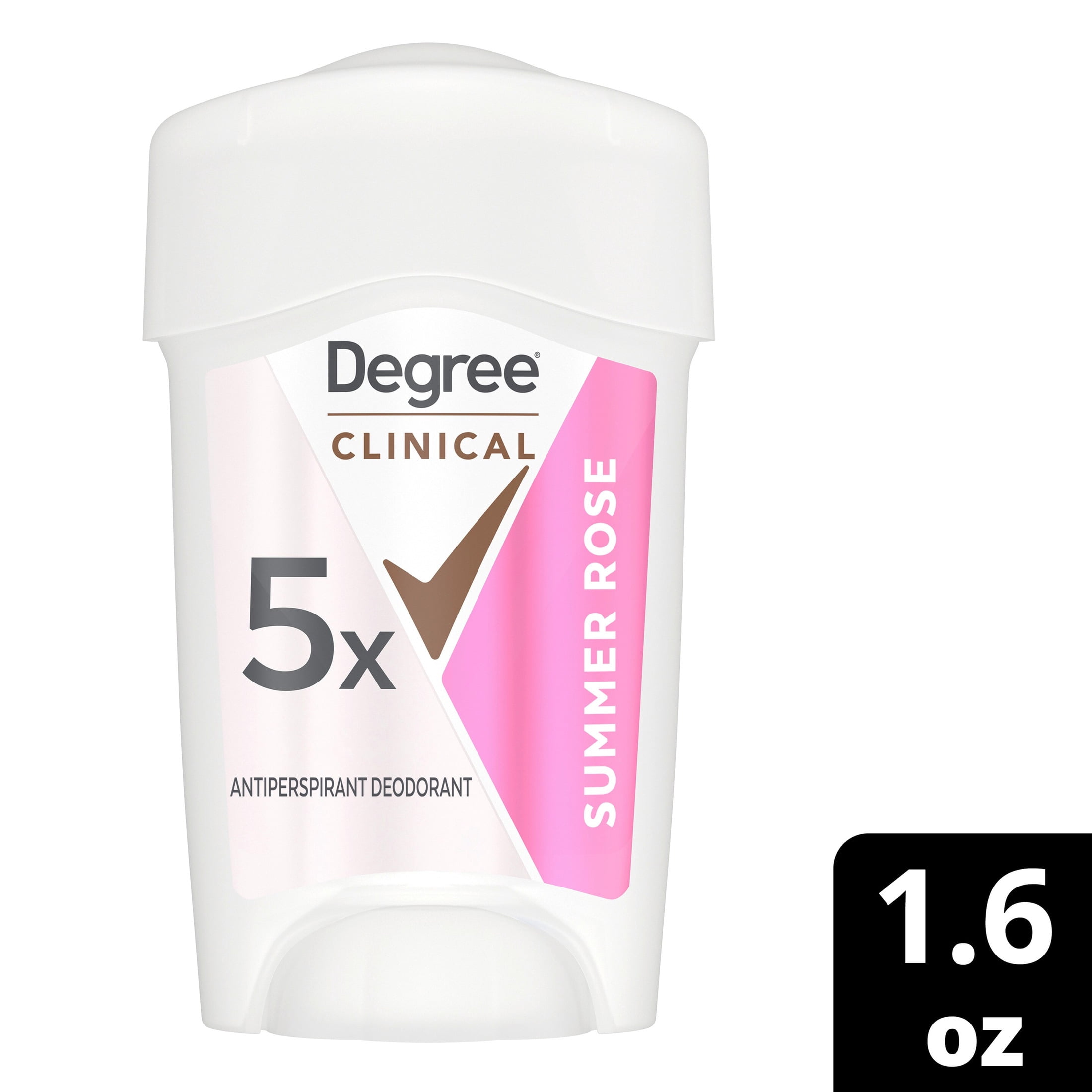 Degree Clinical Strength Antiperspirant Deodorant 96-Hour Sweat and Odor Protection Summer Rose Soft Solid 5x Types of Sweat, 1.6 oz