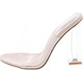 thumbnail image 2 of Cape Robbin Shoes Fusion Translucent Block High-Heel Mule Open Toe Sandal, Nude, 6, 2 of 7