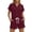 Wine, variant on akafmk 2 Piece Outfits for Women Short Sleeve Loungewear Set Button Pocket Tees and Drawstring Shorts SweatSuits with Pockets Fashions Summer Outfit