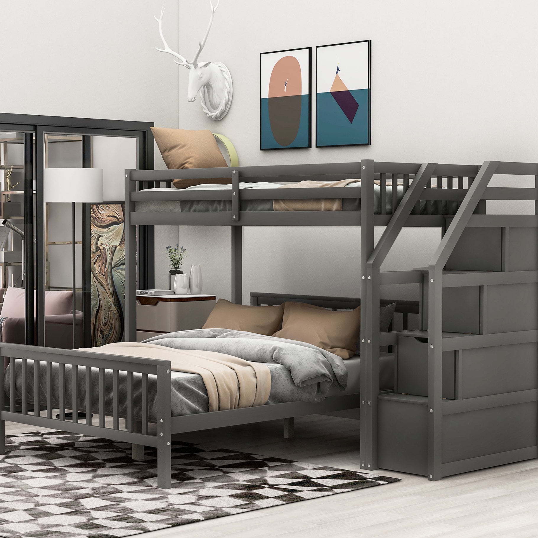 Twin over Full Configuration - Bed with Separable Lower Bed - Family Bedroom - Separate Bed Usage