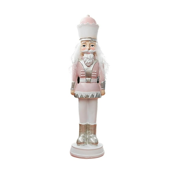 Mornei Nutcracker Statue Collectible Crafts Decor Resin Decorative Nutcracker Sculpture Pink