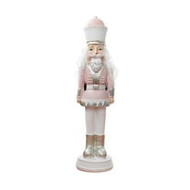 Mornei Nutcracker Statue Collectible Crafts Decor Resin Decorative Nutcracker Sculpture Pink