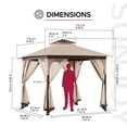 thumbnail image 4 of Sunjoy 9 ft. x 9 ft. Beige and Brown Steel Soft Top Gazebos Mosquito Nettings and Privacy Screens, Double Roof Outdoor Screened Gazebos Shelter, Gazebo Canopies for Backyard, 4 of 10