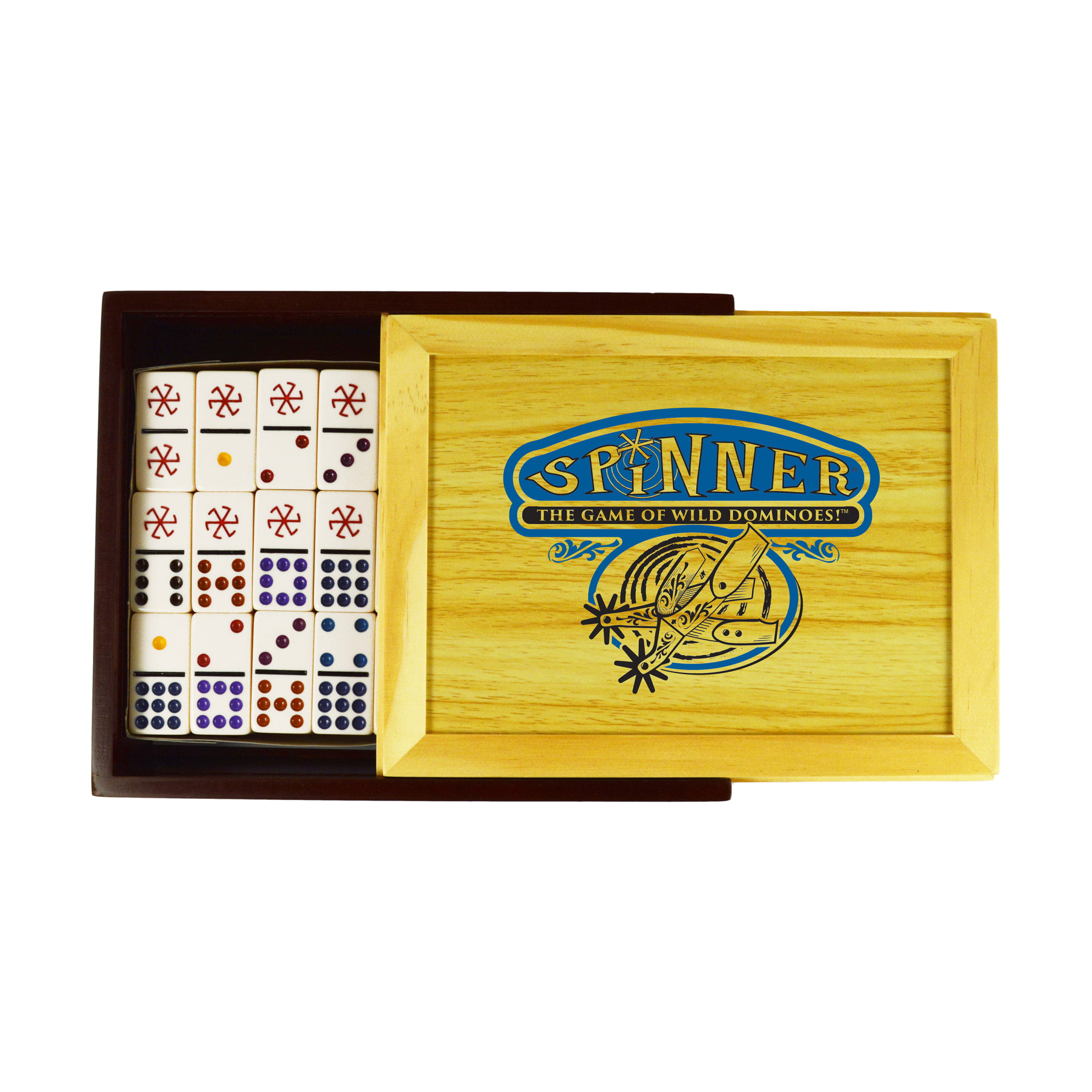 Double 6 Professional Dominoes Tiles with Spinner in Wooden Box with Score Pad and Pen Combo 